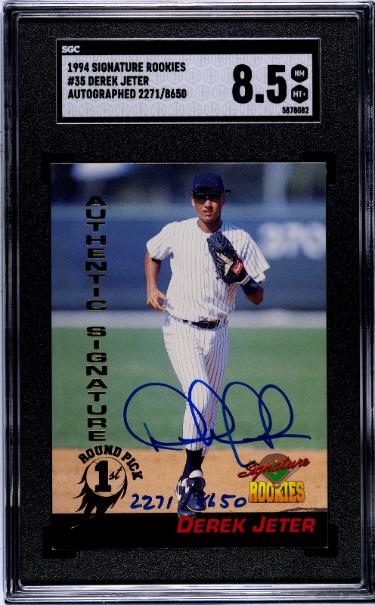Derek Jeter signed 1994 Signature Rookies On Card Auto #35- SGC Graded 8.5 NM-MT+ (New York Yankees)