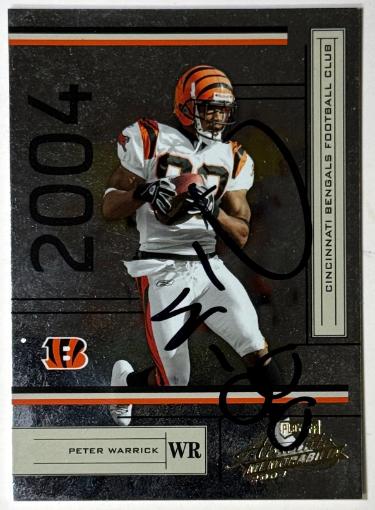 Peter Warrick signed 2004 Playoff Absolute Memorabilia On Card Auto #30- COA (Cincinnati Bengals/FSU)