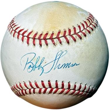Bobby Thomson signed Rawlings Official RONL National League Baseball toned- COA (Giants/Shot Heard 'Round the World)