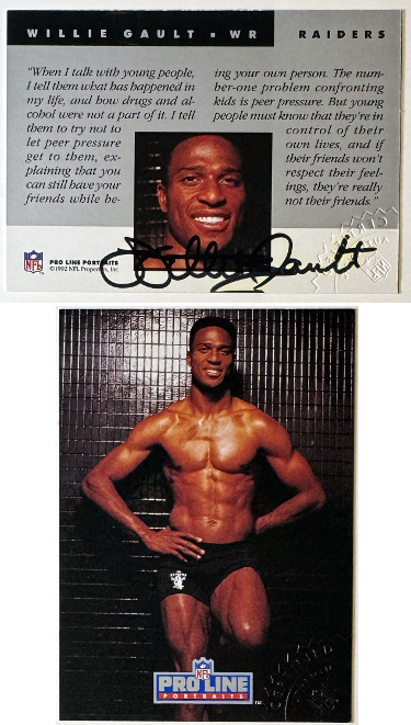 Willie Gault signed 1992 Pro Line Portraits Certified On Card Auto/ Embossed Certified Authentic (Los Angeles Raiders)