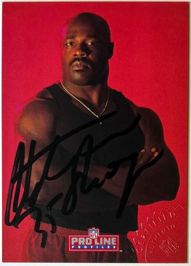 Christian Okoye signed 1992 Pro Line Profiles Certified On Card Auto #35/ Embossed Certified Authentic (Kansas City Chiefs)