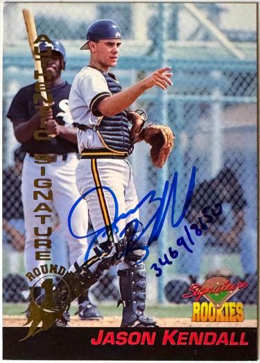 Jason Kendall signed 1994 Signature Rookies On Card Auto #33- /8650 (Pittsburgh Pirates)