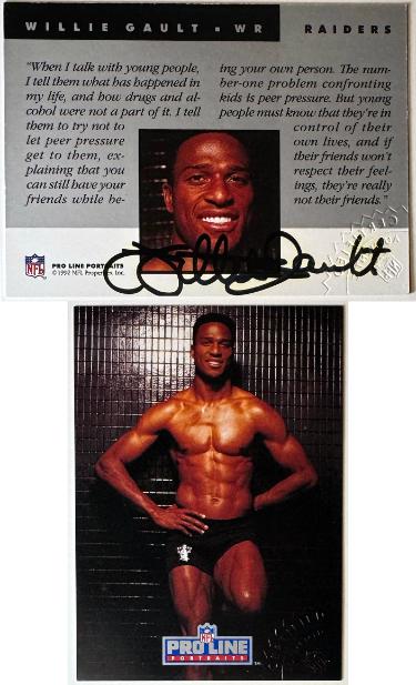 Willie Gault signed 1992 Pro Line Portraits Certified On Card Auto/ Embossed Certified Authentic (Los Angeles Raiders)