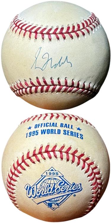 Greg Maddux signed Rawlings Official 1995 World Series Logo Baseball toned- Beckett Review (Atlanta Braves)