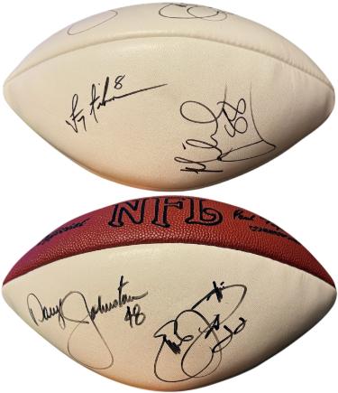 Dallas Cowboys HOF Greats Wilson NFL White Panel Football 4 sig- Emmitt Smith/Troy Aikman/Michael Irvin/Daryl Johnston- Beckett