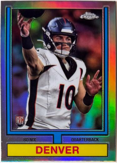 Bo Nix 2024 Topps Chrome 1974 Topps Rookie Card Refractor (RC) #74TF-4 (Denver Broncos)