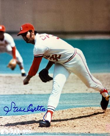 Steve Carlton signed St. Louis Cardinals MLB Licensed 8x10 Photo- COA (HOF/4X CY/Lefty)