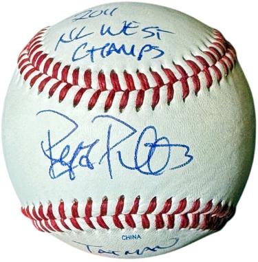 Ryan Roberts signed Rawlings Official League Baseball dual TATMAN/2011 NL West Champs- COA