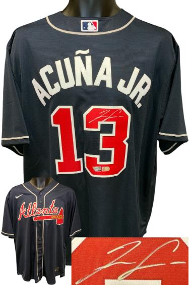 Ronald Acuna Jr. signed Atlanta Braves MLB Nike Authentic Navy Jersey XL Fanatics/MLB Holograms