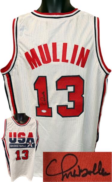 Chris Mullin signed Team USA Custom Stitched Pro TB Basketball Jersey XL- PSA (HOF/5X All Star/Golden State)