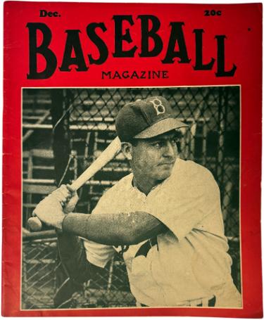 1941 Baseball Magazine December Brooklyn Dodgers Bill Herman /Yankees Phil Rizzuto/Red Sox Ted Williams- Excellent