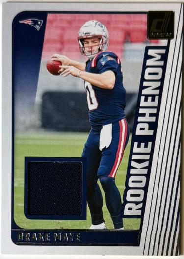 Drake Maye 2024 Panini Donruss Rookie Phenom Relic Card #RPJ-DMA (New England Patriots)