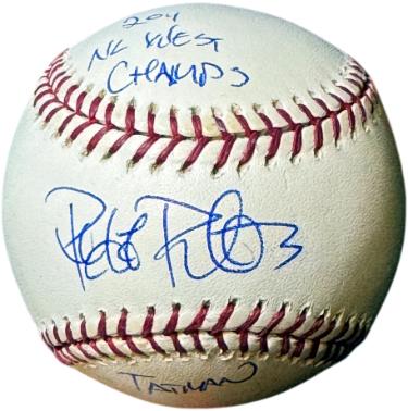 Ryan Roberts signed Rawlings Official National League Baseball dual TATMAN/2011 NL West Champs- COA