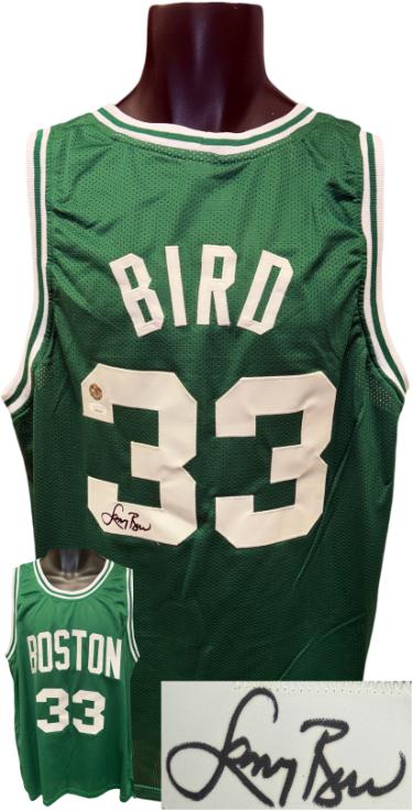 Larry Bird signed Boston Green TB Custom Stitched Pro Style Basketball Jersey XL- JSA/Bird Hologram