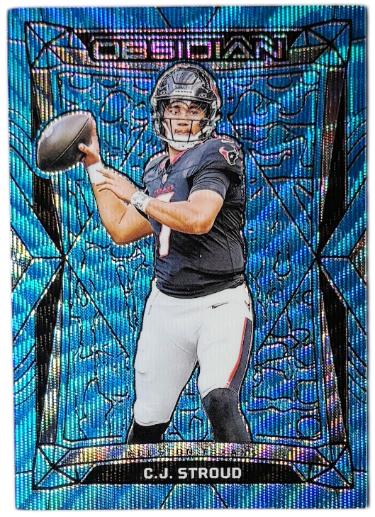CJ/C.J. Stroud 2024 Panini Obsidian International Blue Wave Card #77 (Houston Texans)