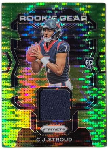 CJ/C.J. Stroud 2023 Panini Prizm Rookie Gear Neon Green Pulsar Card #RG-CJS (Houston Texans)
