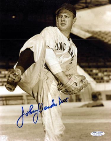 Johnny Vander Meer signed Cincinnati Reds MLB Licensed 8x10 Photo minor dings- Sports World Collectibles COA (1940 WS/4XAS)