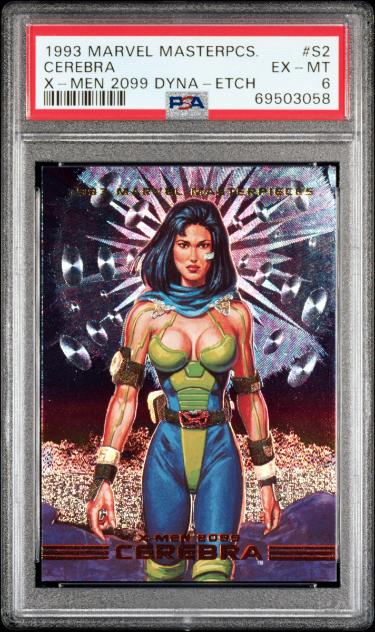 1993 Marvel Masterpieces Cerebra X-Men 2099 Dyna-Etch #S2- PSA Graded 6 EX-MT