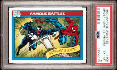1990 Marvel Universe Spider-Man vs. Venom Card #106- PSA Graded 6 EX-MT