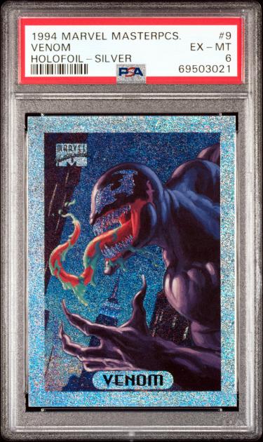 1994 Marvel Masterpieces Venom Holofoil Silver Card #9- PSA Graded 6 EX-MT