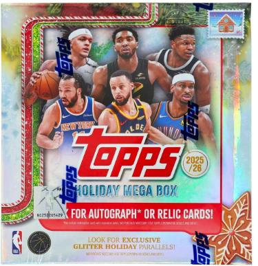 2025-26 Topps Holiday NBA Mega Box- 10PK/10CPP/100 Cards -NEW/Factory Sealed