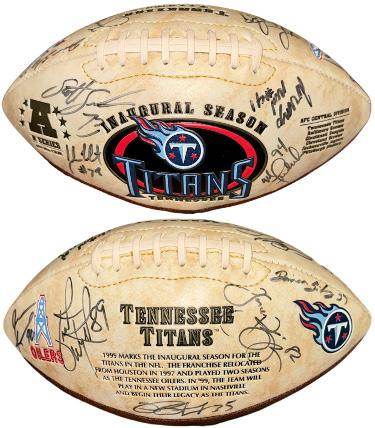 1999 Tennessee Titans Team Signed Inaugural Season Logo FS NFL Football 9 Sigs Beckett (Wycheck/Kearse/Neal/Holcomb)