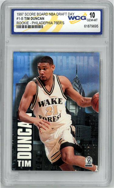 Tim Duncan 1997 Score Board Draft Day Rookie Card #1B- WCG Graded 10 Gem Mint (Wake Forest/Spurs)