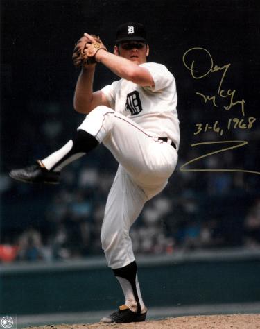 Denny McLain signed Detroit Tigers MLB Licensed 8x10 Photo w/ 31-6, 1968 imperfect- COA