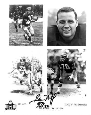 Sam Huff signed Washington/NY Giants HOF Enshrinee 8x10 Photo HOF 82 dings- COA