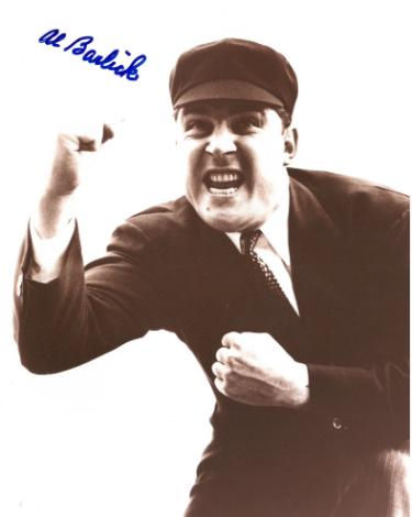 Al Barlick signed HOF Baseball Umpire Sepia Tone 8x10 Photo imperfect- COA