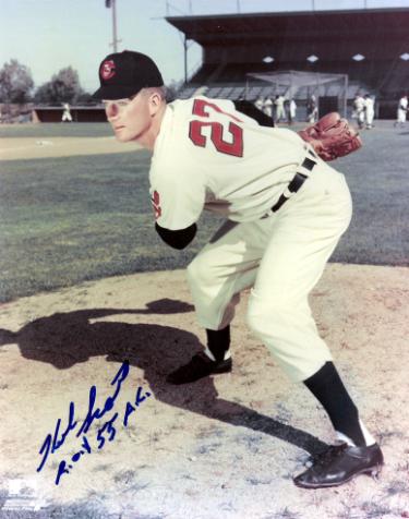 Herb Score signed Cleveland MLB Licensed 8x10 Photo w/ ROY 55 AL imperfect- COA