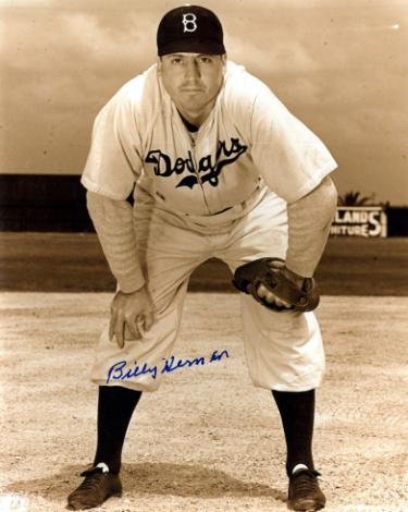 Billy Herman signed Brooklyn Dodgers MLB Sepia Tone 8x10 Photo- COA (HOF)
