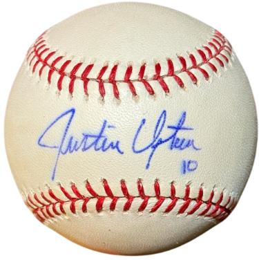 Justin Upton signed Official Rawlings Major League Baseball #10 sig bleed- COA