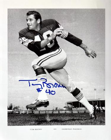 Tom Brown signed Green Bay Packers 8.5x11 Photo #40 dings- COA/Ticket (3X NFL Champs)