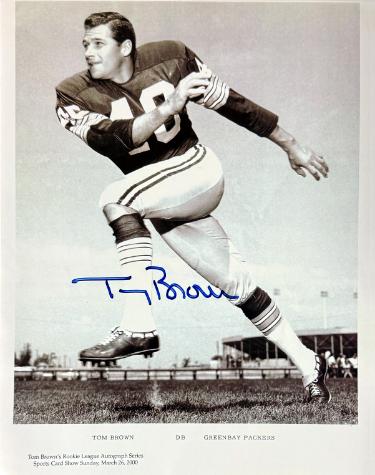 Tom Brown signed Green Bay Packers 8.5x11 Photo dings - COA/Ticket (3X NFL Champs)