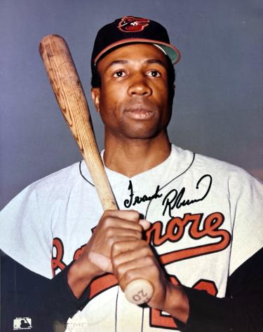 Frank Robinson signed Baltimore Orioles MLB Licensed 8x10 Photo- Tuff Stuff COA (HOF/TC)