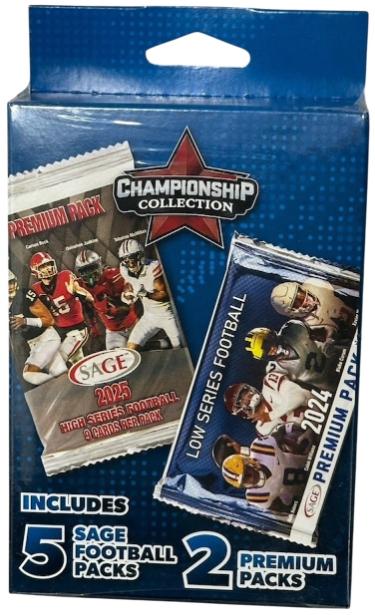 2025 Championship Collection Sage NCAA Football Premium 7 Packs Hanger- NEW