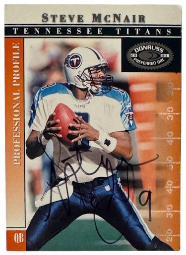 Steve McNair signed 2000 Donruss Preferred QB Club Card #24- Beckett Review (Tennessee Titans)