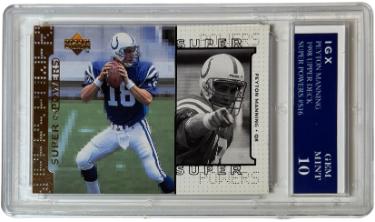 Peyton Manning 1998 Upper Deck Super Powers Rookie Card (RC) #S16- IGX Graded 10 Gem Mint (Indianapolis Colts/HOF)