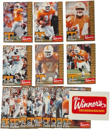 1998 Tennessee Volunteers National Champions 15 Card Team Set Mrs. Winner's- MINT- Tee Martin/Jamal Lewis/Cedrick Wilson