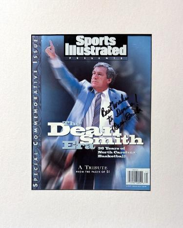 Dean Smith signed 1997 Sports Illu North Carolina Tribute Cover Matted- Beckett Review