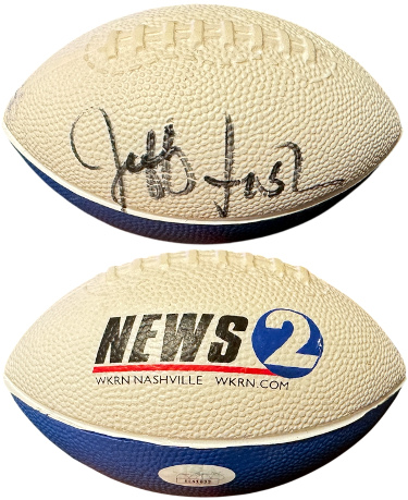 Jeff Fisher signed Tennesse Titans News 2 Mini Foam 6 inch Football- JSA #EE41693