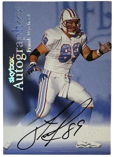 Frank Wycheck signed 1999 Fleer Skybox Autographics On Card Auto (Oilers/Titans)
