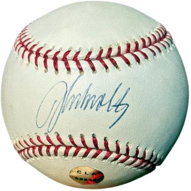 John Smoltz signed Rawlings Official Major League OML Baseball tone spots- COA (Atlanta Braves/HOF/CY/WS CHAMP/8X ALL-STAR)