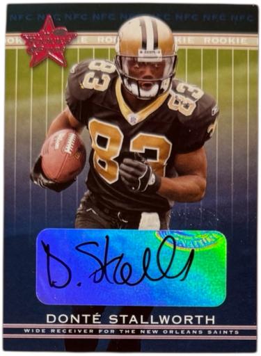 Donte Stallworth signed 2002 Donruss Leaf Rookies & Stars Auto RC #174 (New Orleans Saints)