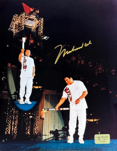 Muhammad Ali signed 16x20 Photo 1996 Atlanta Olympics Torch Lighting- /1996- Beckett/Ali/Prince COA w/VHS Tape of Signing