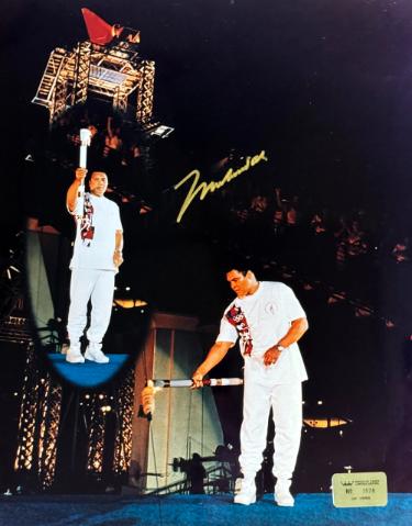 Muhammad Ali signed 16x20 Photo 1996 Atlanta Olympics Torch Lighting- /1996- Beckett/Ali/Prince COA w/VHS Tape of Signing