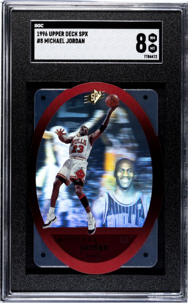 Michael Jordan 1996 Upper Deck SPx Holographic Diecut Card #8- SGC Graded 8 NM-MT (Chicago Bulls/GOAT/HOF)