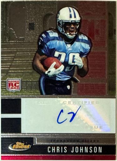 Chris Johnson signed 2008 Topps Finest Rookie Auto Card RC #116 (Tennesse Titans)