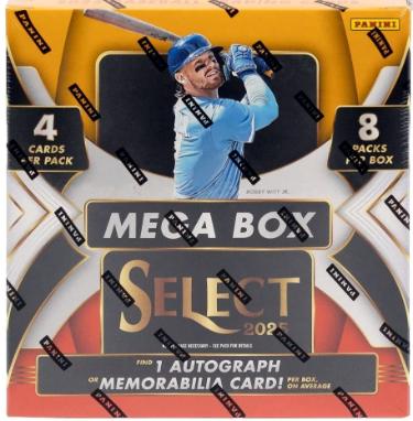 2025 Panini Select MLB Baseball Mega Box- 8 PK/4CPP/32CPB- New/Factory Sealed